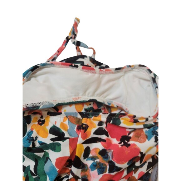 Anne Cole Twist Front Shirred Bandeau Removable Strap One Piece Sz 6 D14 - Picture 9 of 12